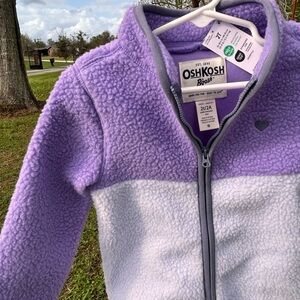 OshKosh B'gosh Kids Purple Lavender Fleece Zip Jacket New With Tags Size 2T Soft